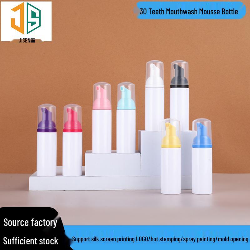 30-Count Eyelash Cleaning Mousse Foam Bottle - 50ml/60ml PET Packaging 30ml/40ml; Purple Pump, Clear Cap