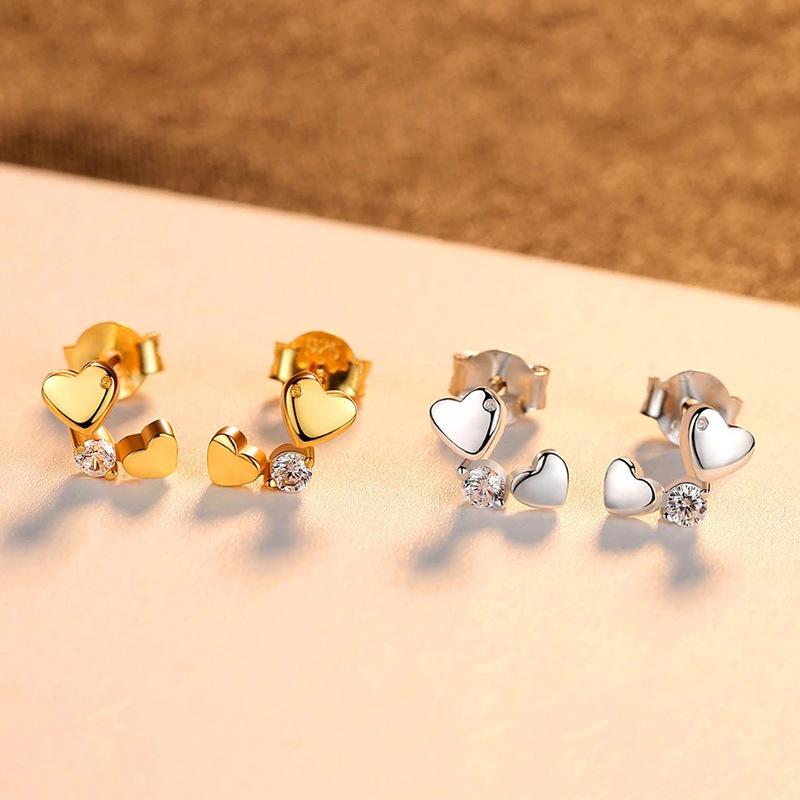 1 Pair of Creative Heart-shaped Inlaid Synthetic Zircon Earrings, Suitable for Daily Multi-functional Accessories