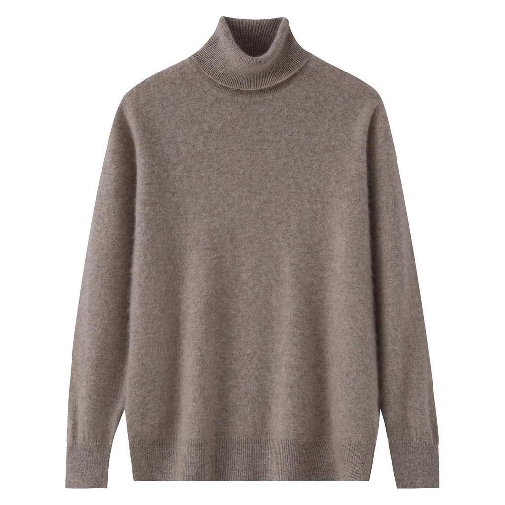 Men's 100% Pure Wool High Neck Pullover Sweater - Autumn/Winter Loose Knit Base Layer
