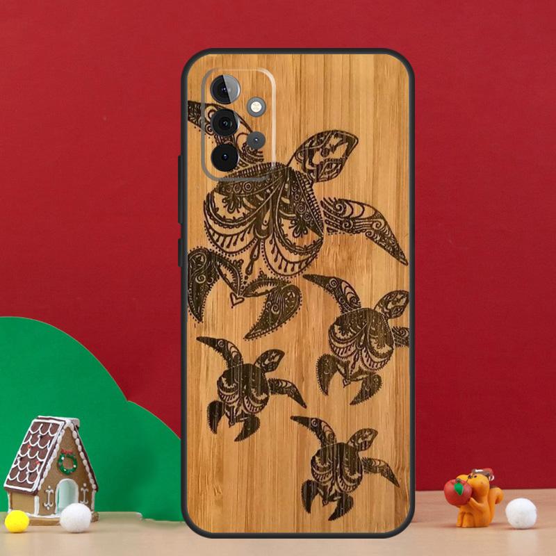 Natural Bamboo Wood Animal Print Case For Samsung Galaxy A55 A52 A32 A12 A33 A06 A16 A26 A36 A56 A15 A53 A13 A34 A54 A14 A17