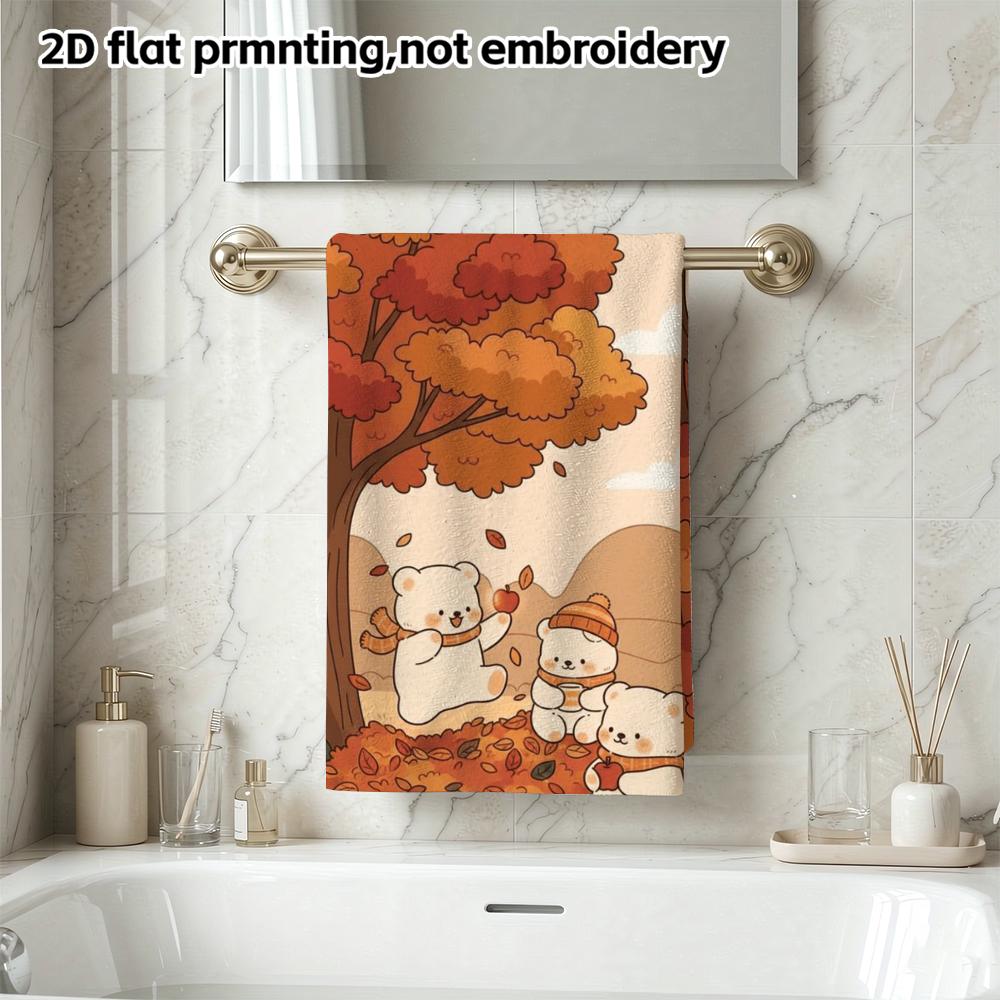 Autumn Bear Family Towel Quick Dry Absorbent Bath And Hand Towel