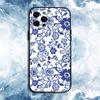 Blue white Porcelain Pattern Phone Case For iPhone17,16,15,14,13,12,11 Plus,Pro Max, Soft Silicone Black Cover