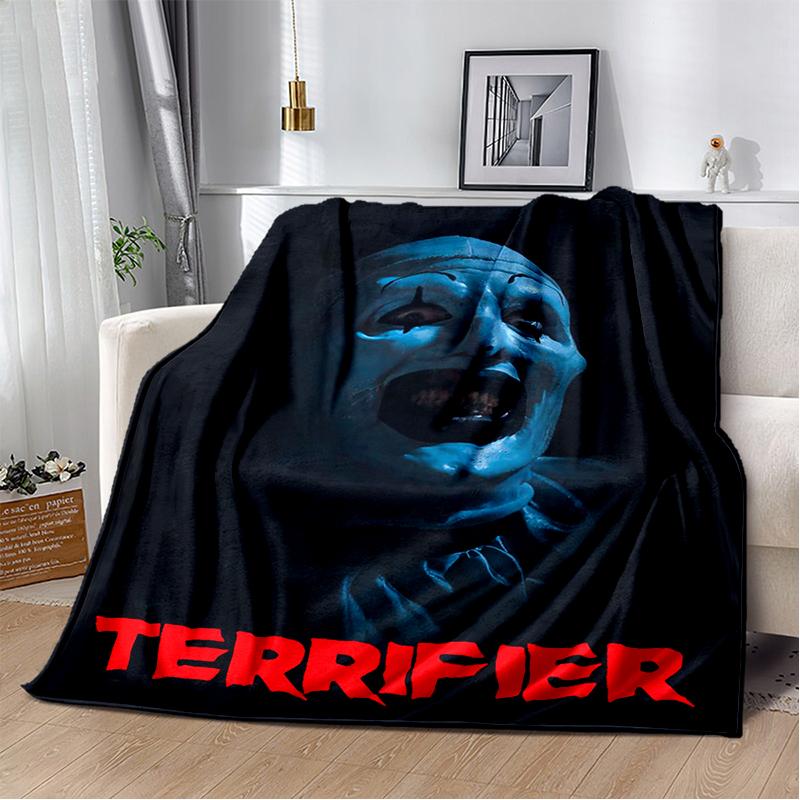 3D Terrifier 3 Horror Clown Movie Cartoon Soft Blankets,Throw Blanket Comfortable Blanket for Picnic Beds Sofa Home Kids Gifts