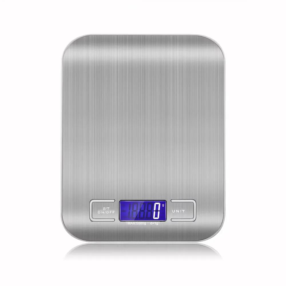 Nowa przenośna waga kuchenna 5kg/1g, Elektroniczna waga do kawy, Powierzchnia ze stali nierdzewnej, Podświetlany wyświetlacz LCD, Waga kuchenna do żywności, Narzędzie do ważenia