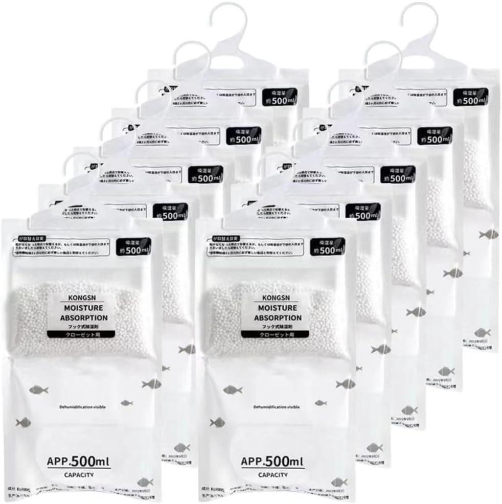 Moisture Hanging Absorber Bag Large Capacity Wardrobe Dehumidifier Anti-Mold Desiccant Bags For Closet And Home Damp Control