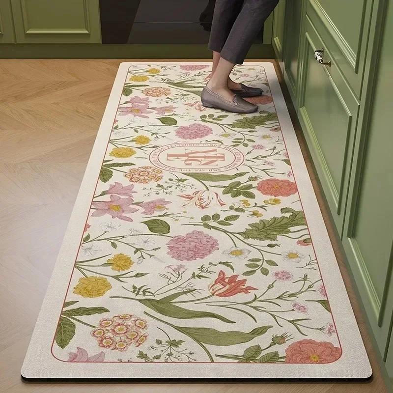 Carpet for Kitchen Waterproof Floor Mat PVC Leather Long Carpets Anti-slip Foot Mats Minimalist Home Decoration Rug