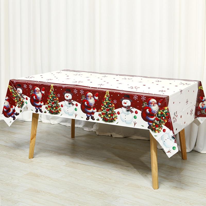 Merry Christmas Disposable Plastic Tablecloth Christmas Decorations for Home 2025 Table Cover Navidad Noel New Year Gifts Dining