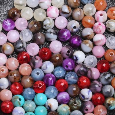 30pcs 8mm Imitation Jade Stone Resin Round Loose Beads for Jewelry Making Fashion Bracelet Necklace Beading Accessories