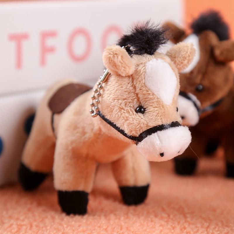 Long-Haired Pony Pendant Soft Brown Horse Plush Horse Doll Stuffed Animal Keychain Girls Bag Pendant Keyring Gifts