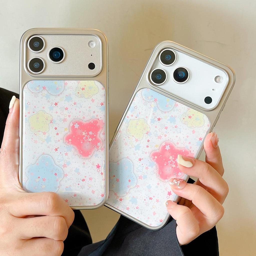 Colorful Star Electroplated Epoxy Case for iPhone 17 Pro, 16P, 13/15 Pro Max