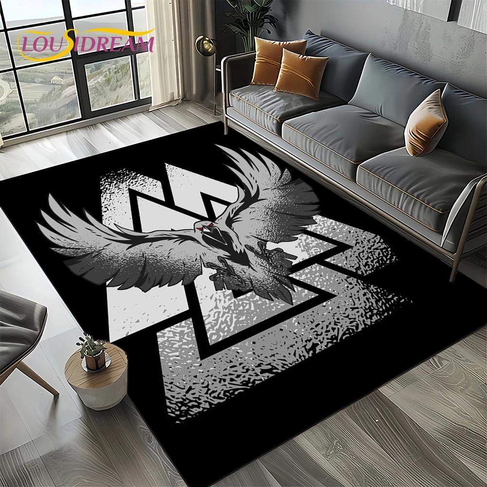 Odin Viking Symbol Valknut Nordic Valhalla Carpet Rug for Living Room Bedroom Home Sofa Decoration,Area Rug Non-slip Floor Mat