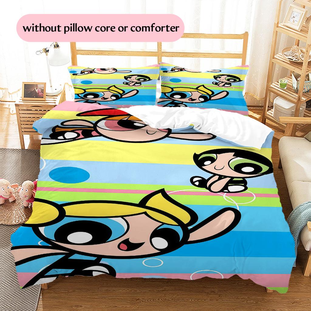 Poszewka na kołdrę i poszewki na poduszki z motywem Powerpuff Girls, Pościel dla fanów Powerpuff Girls, Idealny prezent.chl
