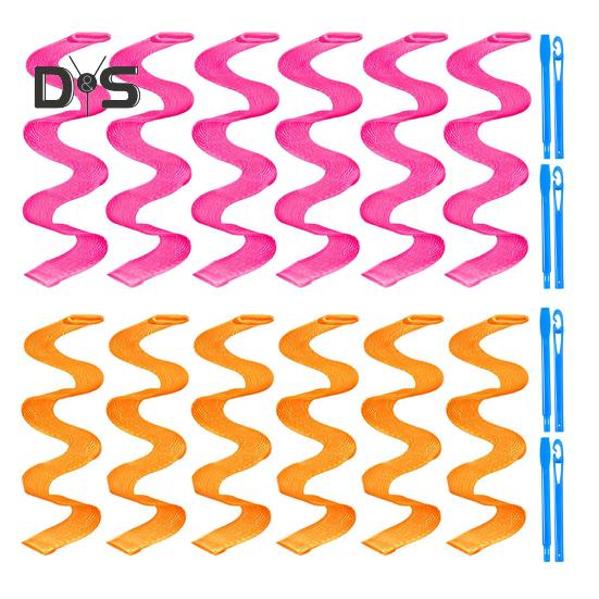 

12/24 шт 25/45/65 см волнистые бигуди без нагрева с крючком для укладки многоразовые портативные женские девушки длинные средние короткие локоны бигуди для волос волнообразные щипцы для завивки 25cm 12pcs