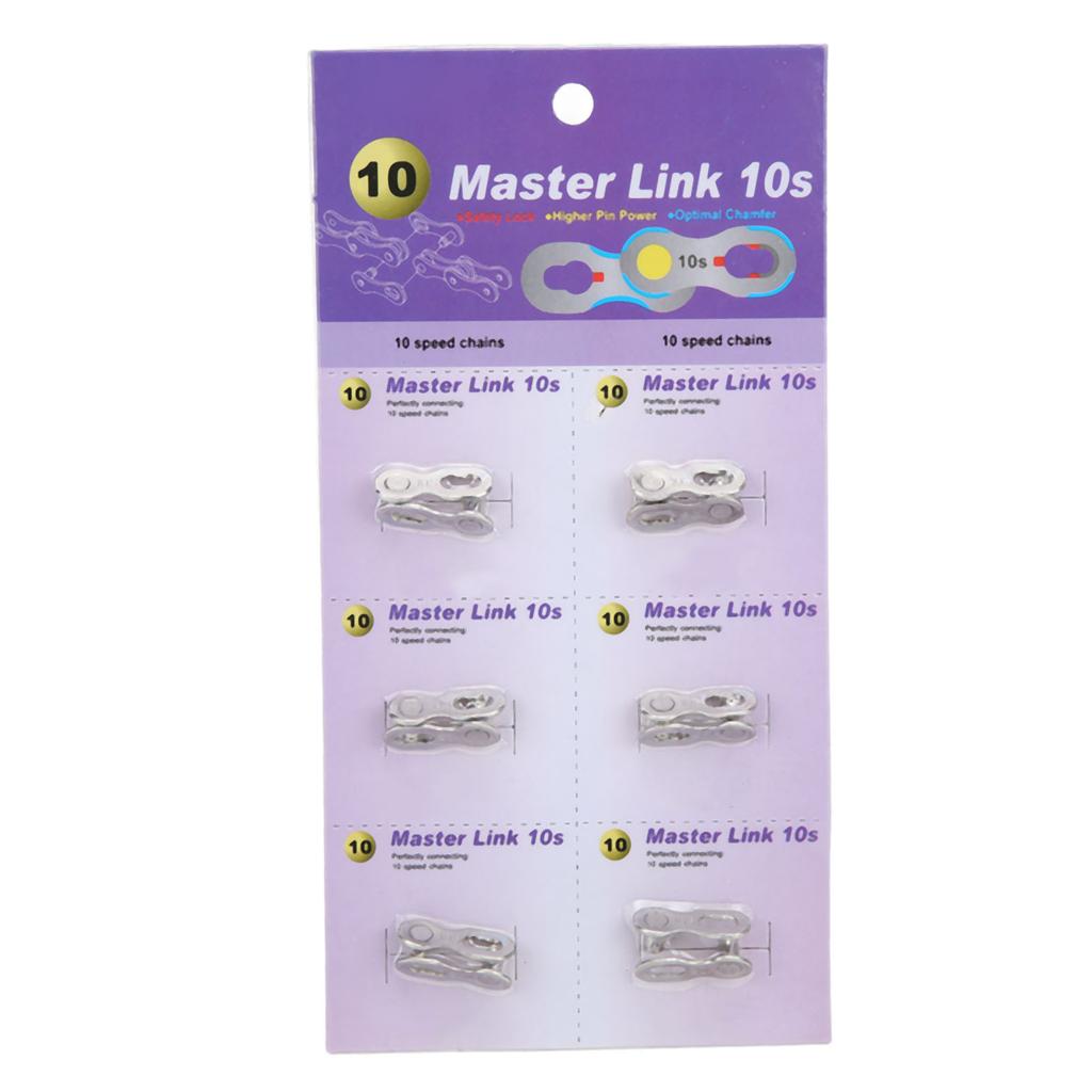 6 Pairs Bike Chain Quick Links Steel Missing Chain Repair Connector for Mountain Road Bicycle10 Speed