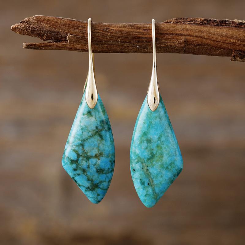 High Quality Light Luxury Water Drop Natural Phoenix Stone Earrings Earrings Popular Retro Jewelry
