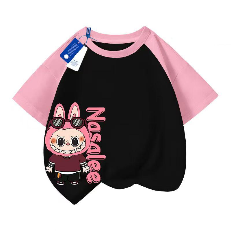 Hot LABUBU Cartoon Anime Print Girl Boy T-Shirt Kids T-Shirt Summer Short Sleeve Tee Child Tops