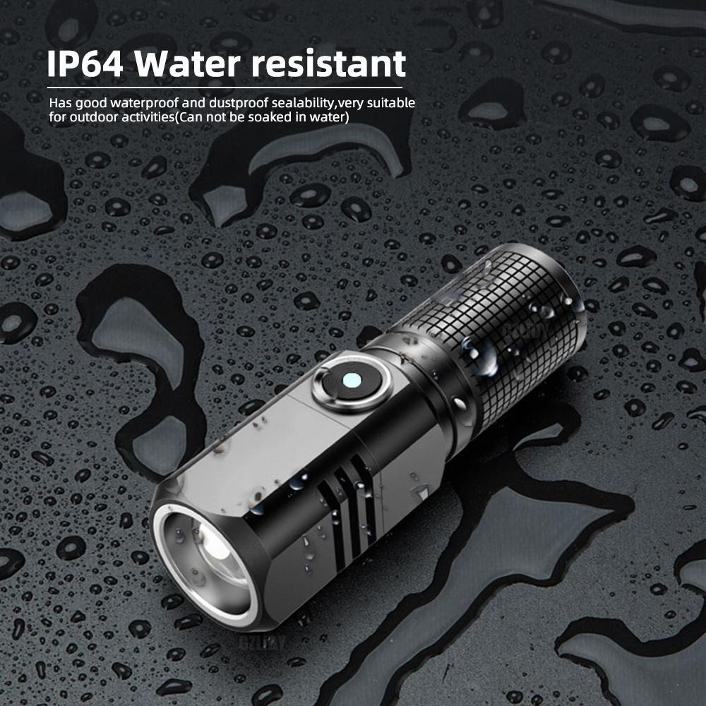 XHP50 Super Bright LED Flashlight USB Mini Torch Rechargeable Zoom Fishing Lantern Powerful 3 Lighting Mode for Hiking Camping