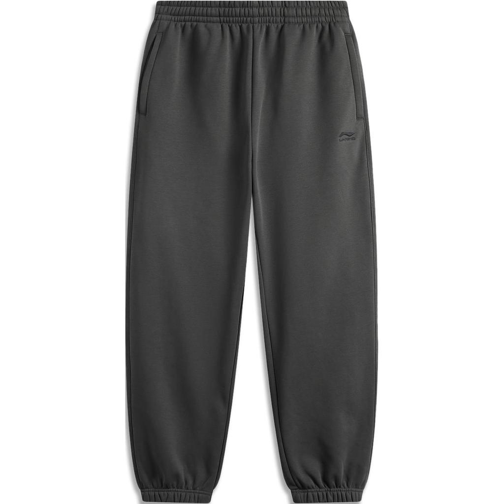 Li-Ning Sports Lifestyle Series Anti-Static Warm Comfortable Fleece Casual Pants Men Bottoms Graphite-Grey AKLU917-7