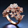 Huitan Aesthetic Two Tone Flowers Rings for Women Wedding Party Romantic Floral Design Female Ring Gift Creative Trendy