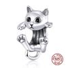 WOSTU 925 Sterling Silver Animal Cat Charm Pendant Heart Family Ladybug Bee Beads Fit Original Bracelet DIY Jewelry For Women
