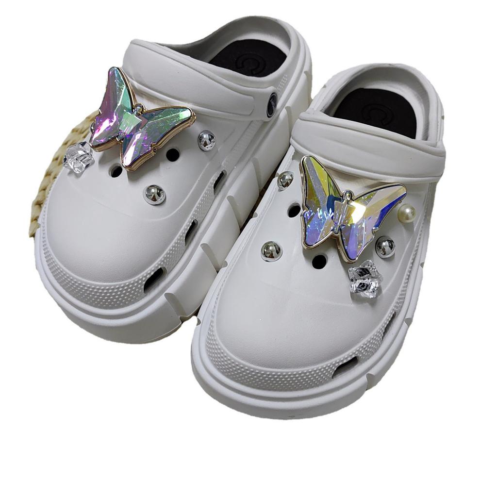 Neue Passform Lochschuhdekoration DIY Symphonie Schmetterling Sonne Perlen Set Schuhschnallen Zubehör Schuhblume