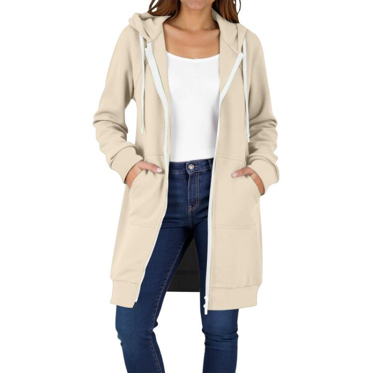 Lässige Hoodie-Jacke Damen Mode Raglanärmel Langarm Doppelreißverschluss