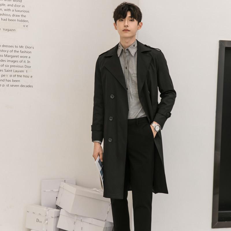 Men'S Trench Coat Long Spring And Autumn Korean Version Trendy New Handsome Casual With British Style Winter Coat Men