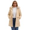 Women’s Parka Coats Faux Fur Hooded Fleece Lining Zipper Warm Cotton Jackets Mid-length Puff Outerwear Winter Clothes