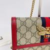 [Pre-Owned] Queen Margaret Metal Bee Decorated Logo Stripe Canvas And Leather Mini Shoulder Bag - Very Good #1W64IZ5