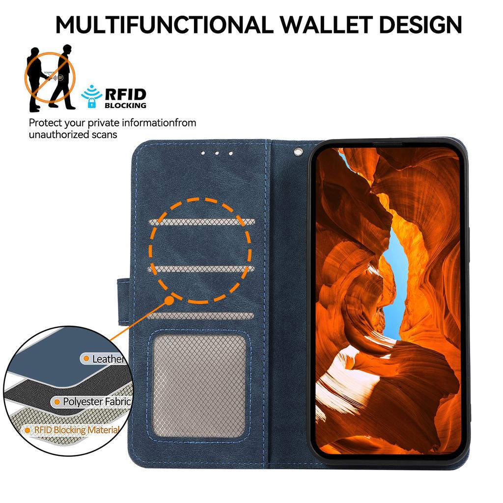 ABEEL For Samsung Galaxy A55 5G Case RFID Blocking Wallet PU Leather Stand Cover