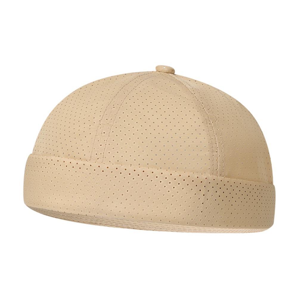 Retro Brimless Docker Cap Quick Drying Melon Skin Caps Casual Skullcap  Unisex