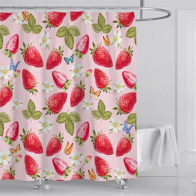 Strawberry Digital Print Polyester Shower Curtain
