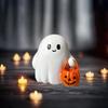 Cute Ghost Statue Halloween Ghost Holding Pumpkin Statue Resin Spooky Halloween Ghost Figurine Ornament Home Desktop Decor