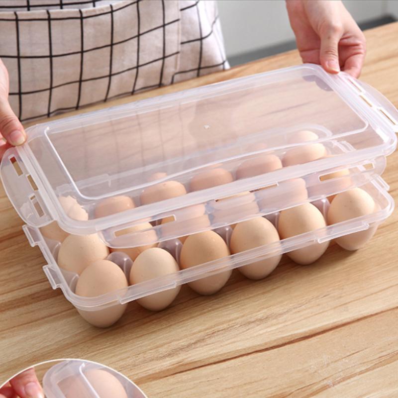 1 PC Egg Holder with Lid, Large Capacity Egg Storage Box, Stackable Plastic Egg Tray, Suitable for Kitchen Restaurant Refrigerator Storage