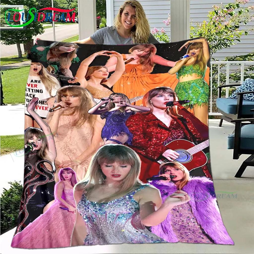 Hot Pop Female Diva Singer Pattern Blanket Flannel Thin Blanket Portable Home Travel Office Lunch Break Blanket Birthday Gift