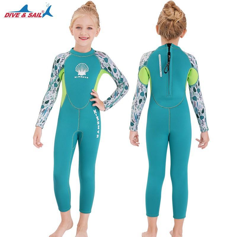 2.5mm Kids Wetsuit Girls Full Body Long Sleeve Thermal Dive Suit Snorkeling Surfing Jellyfish Protection