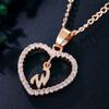Heart Letters 26 Love Crystal Women Silver Plated Chain Jewelry Necklace