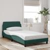 VidaXL Bed Frames with Headboard, Upholstered Bed with Slatted Base, Single Bed with Bedroom Footboard, Dark Green 100x200 373135