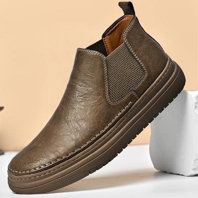 Hochwertige Neue Chelsea Herrenstiefel Mode Herren Trendstiefel Männliche Schuhe Hohe Absätze Herren Freizeitschuhe Echtes Leder Männliche Schuhe