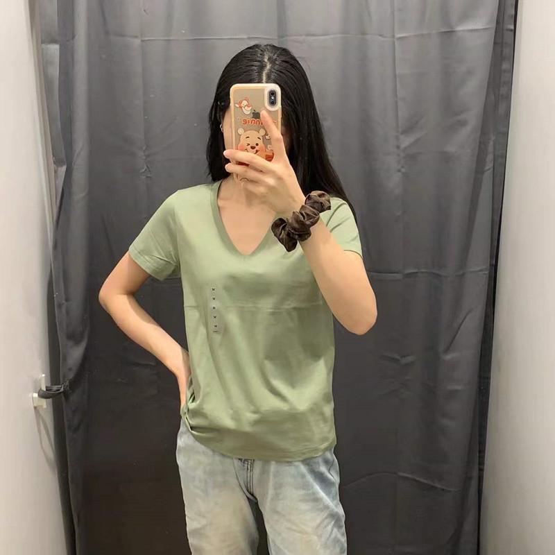 

Женский японский топ с V-образным вырезом и короткими рукавами, разноцветный (Летняя коллекция 2025 г.) Large