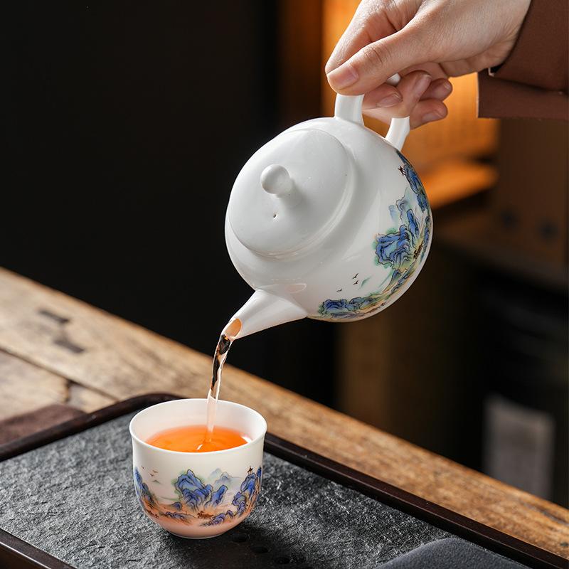 Ceramic Kung Fu Tea Set, Household One Pot And Four Cups Of Business Gifts, Annual Meeting Souvenirs, Souvenirs Can Be Printed