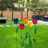 3pcs Art Deco Metal Tulip Garden Stakes Iron Flower Decor Floor Mount No Battery for Wedding Patio Yard Outdoor Garden