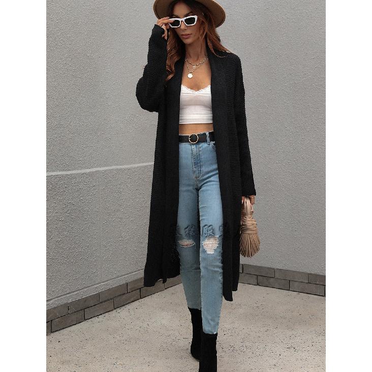 2024 Autumn And Winter New Round Neck European And American Women'S Knitted Cardigan Loose Solid Color Sweater