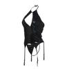 Women Faux Leather Strap Sexy  Plus Size Lingerie Sleepwear Underwear Nightgown 