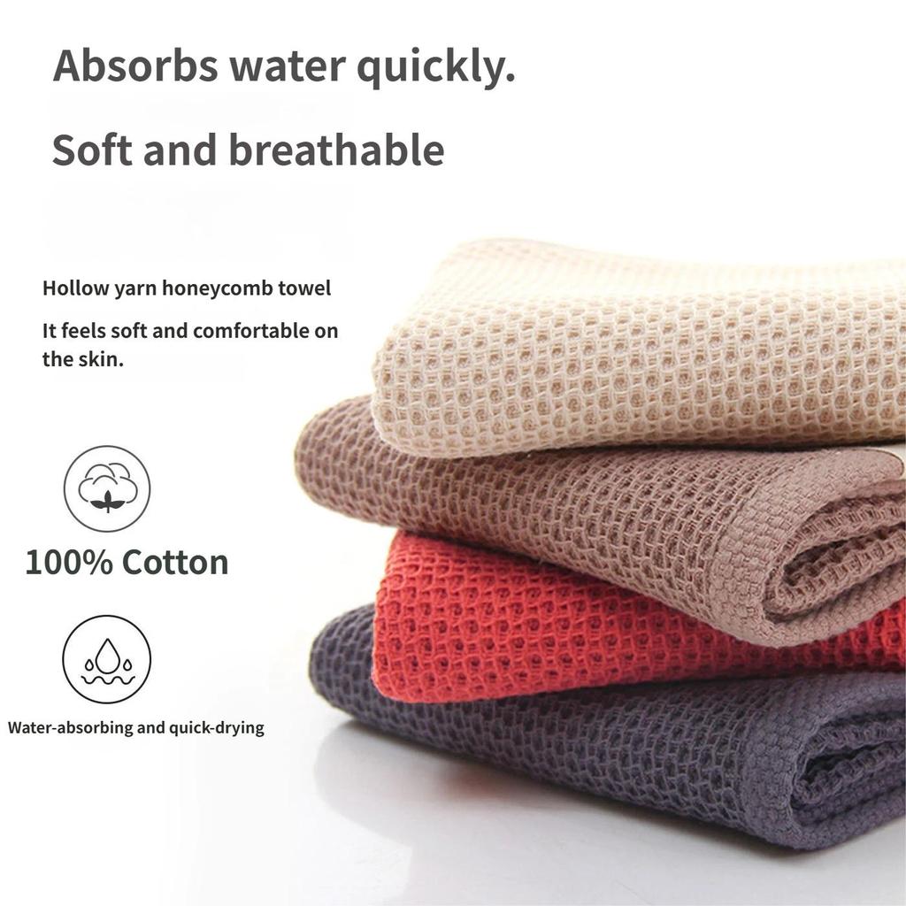 Set of 4 100% pure cotton waffle weave towels, size 74x34 cm, soft, absorbent, and quick-drying, suitable for the bathroom.