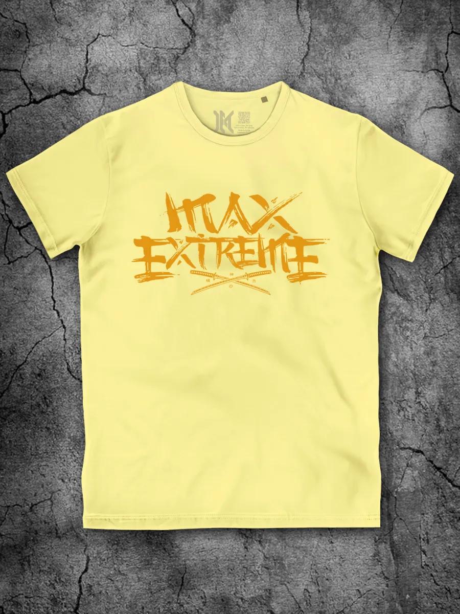 Men s T-shirt light yellow with hieroglyphs cotton Japan 2XL