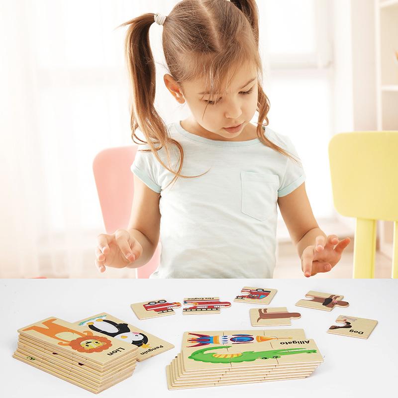 Enlightenment Matching Puzzle Children 0-3-6 Years Old Traffic Animal Cognition Puzzle Wooden Early Education Toy