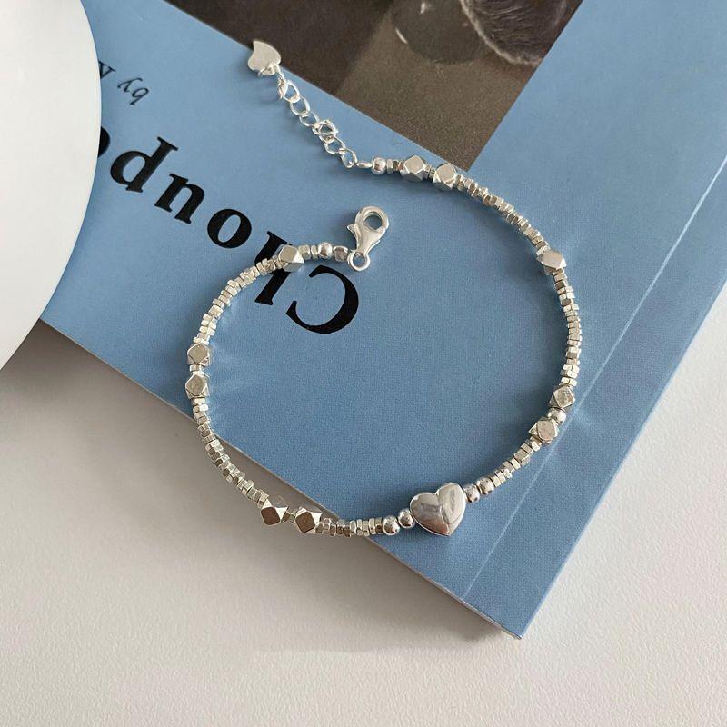 Women's High-End Silver Baroque Pearl Beaded Bracelet with Adjustable Elastic String