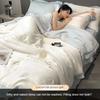 100% Washed Silk Summer Quilt Embroidery Smooth Ice Cooling Comforter for Bed Silky Solid Blanket Soft Cool Summer Blanket