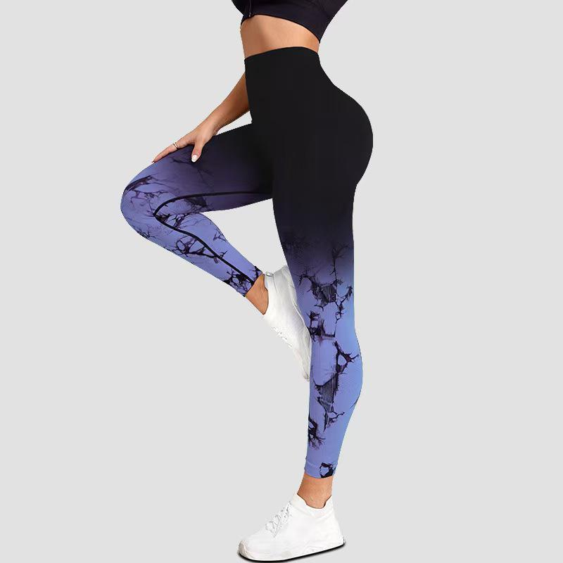 Women's High-Waist Gradient Tie-Dye Yoga Pants - Elastic, Hip-Lifting & Quick-Drying Fitness Wear